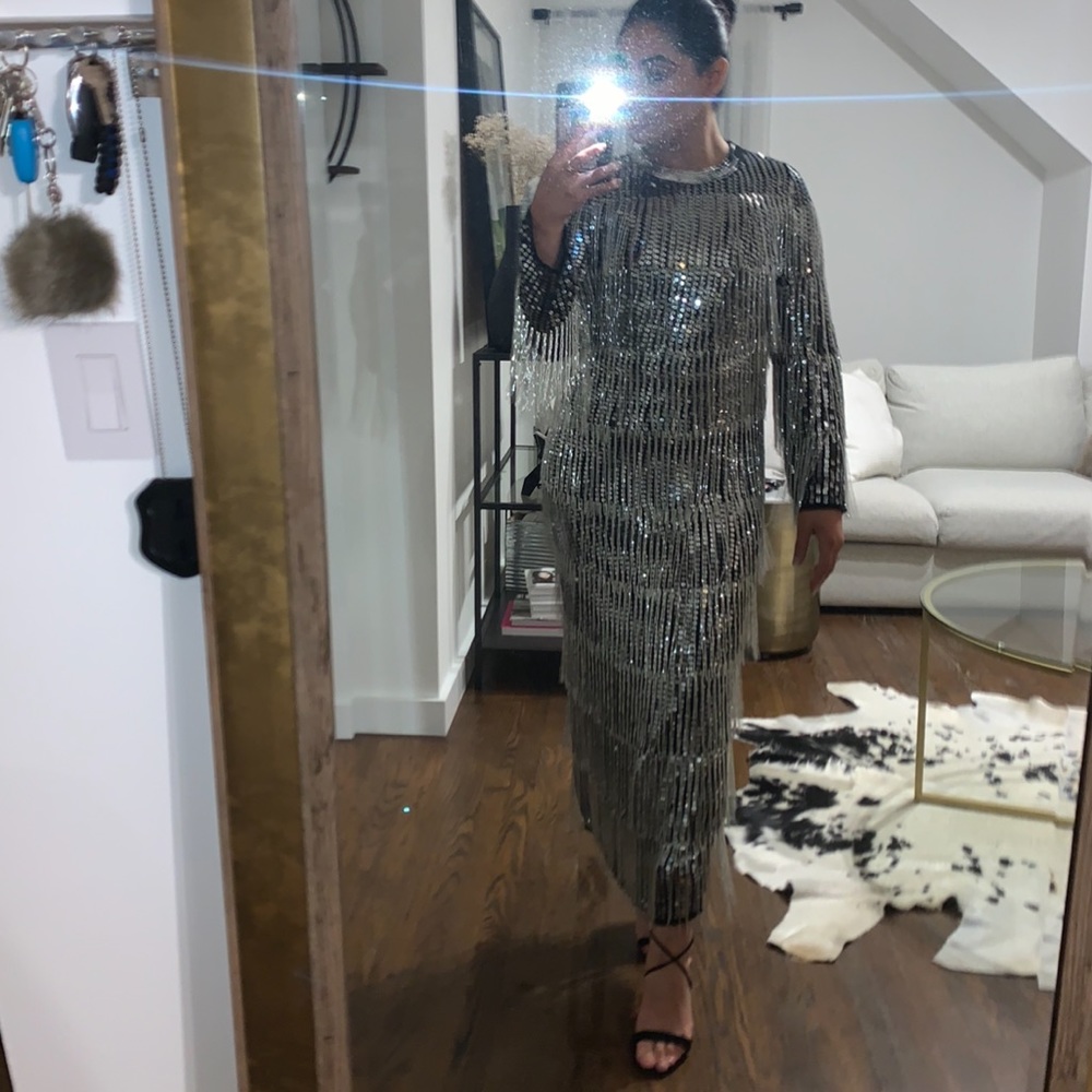 ASOS EDITION  sequin & fringe dress